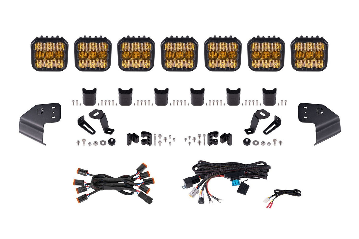 Diode Dynamics - Bronco SS5 Pro CrossLink Windshield Yellow Combo Lightbar Kit - DD7265