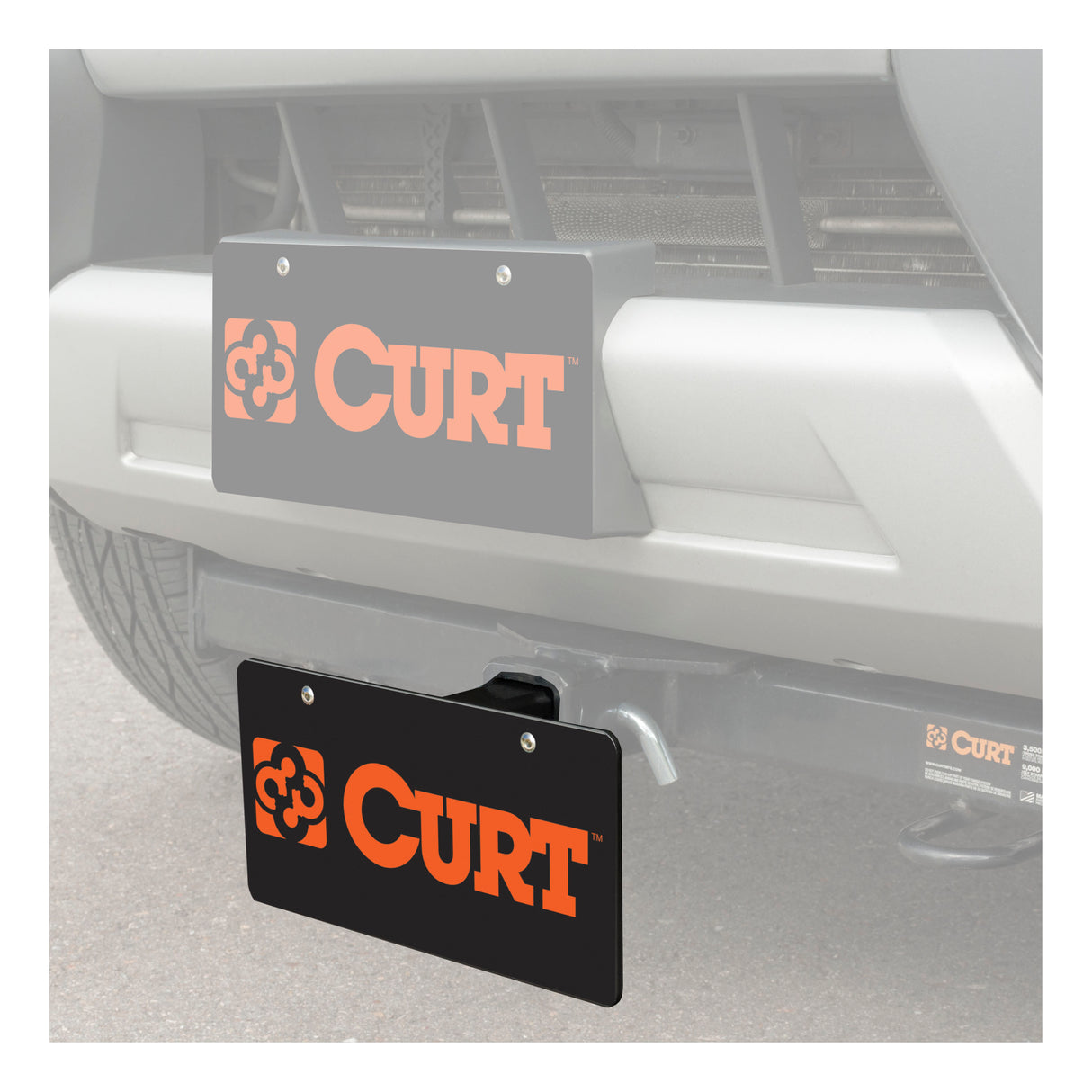 Curt - Hitch-Mounted License Plate Holder (Fits 2" Receiver) - 31002