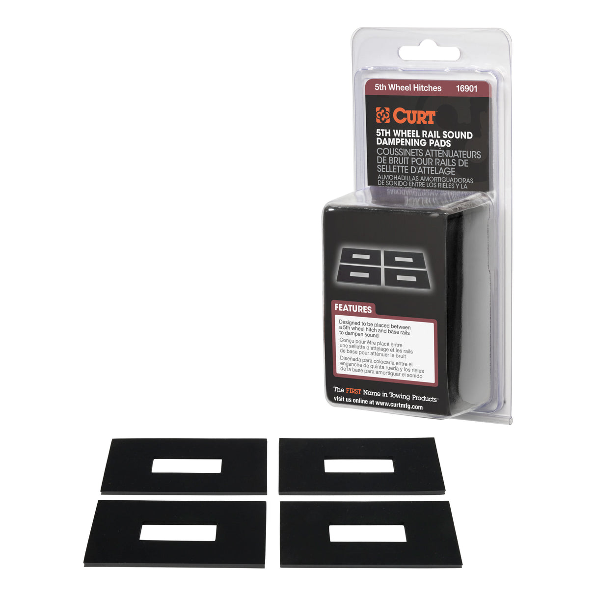 Curt - 5th Wheel Rail Sound Dampening Pads (Packaged) - 16901