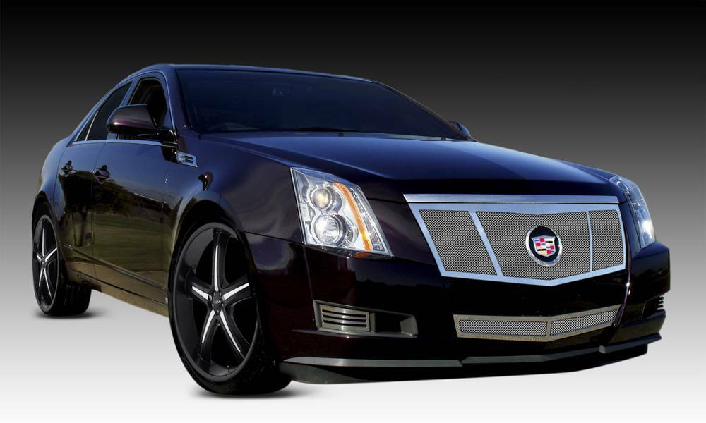 T-Rex Grilles - 1 Pc Small Mesh Stainless Steel Upper Class Grille Replacement - Re-Use OE Cadillac Logo with provided logo plate - 54198