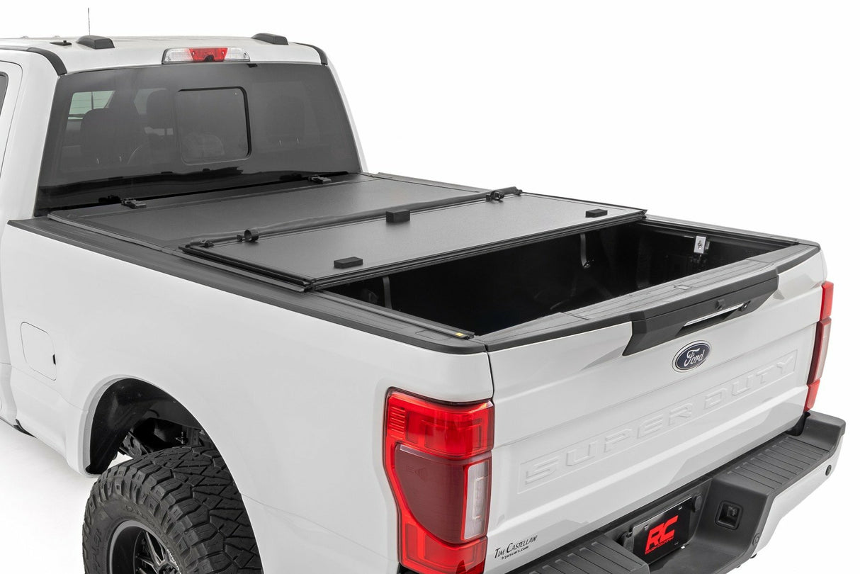 Rough Country - Hard Tri-Fold Flip Up Bed Cover - 6'10" Bed - Ford Super Duty (17-23) - 49220651