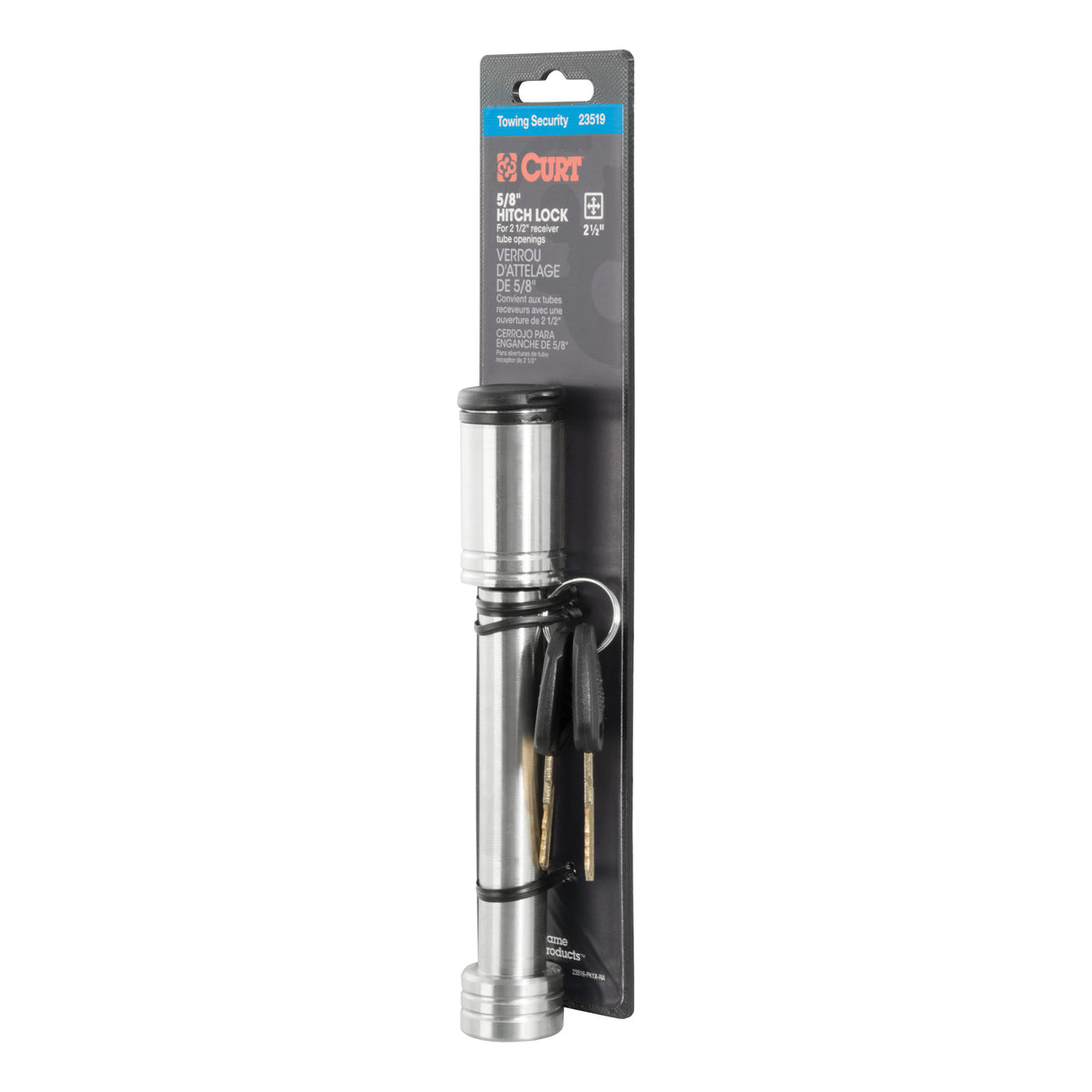 Curt - 5/8" Hitch Lock (2" or 2-1/2" Receiver, Barbell, Stainless) - 23519
