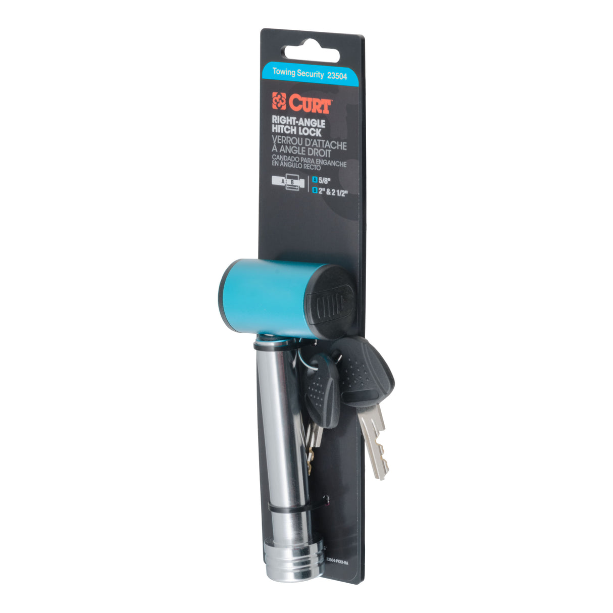 Curt - 5/8" Hitch Lock (2" or 2-1/2" Receiver, Right-Angle, Chrome) - 23504