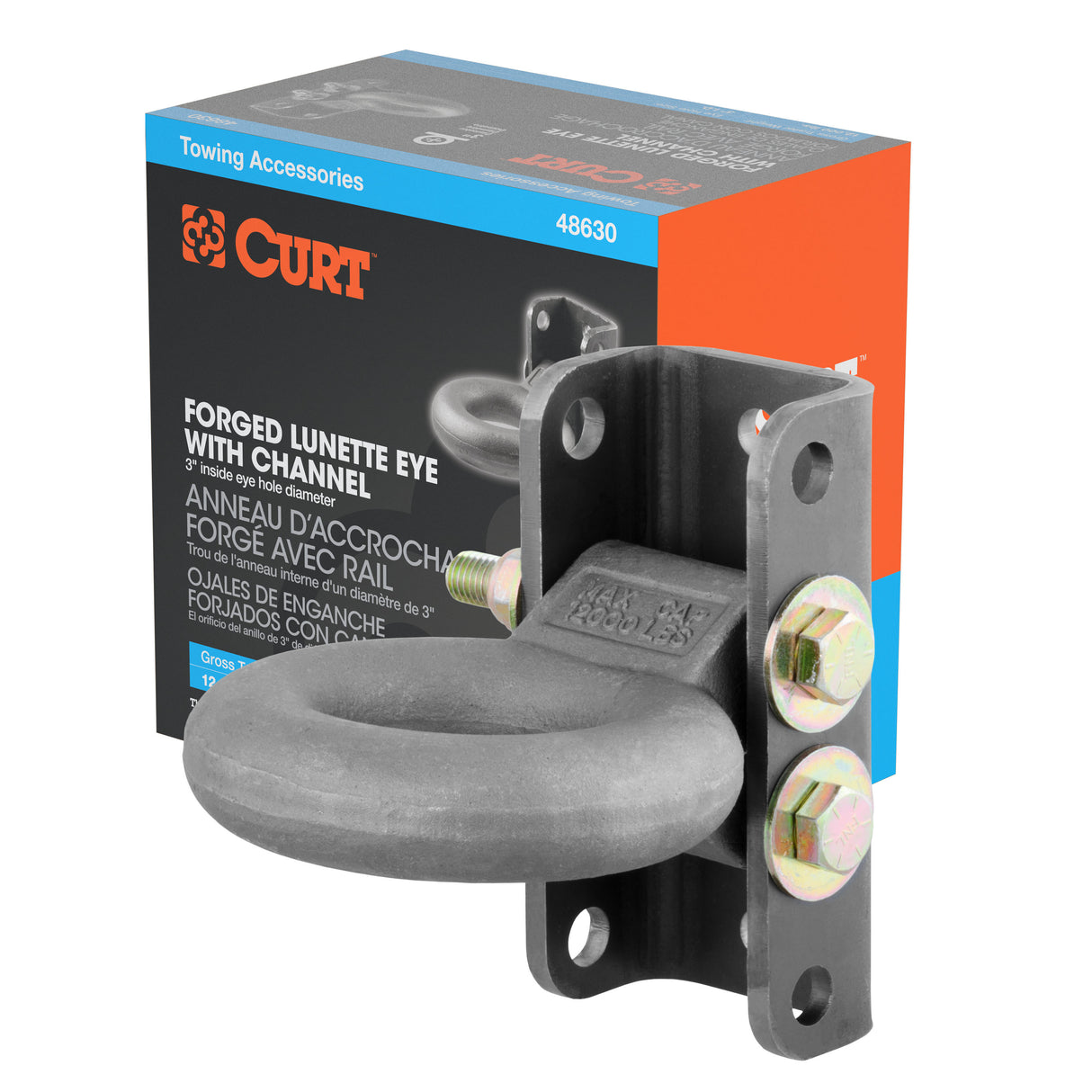 Curt - Adjustable Lunette Ring (12,000 lbs., 3" Eye, 7-1/2" Channel Height, Packaged) - 48630