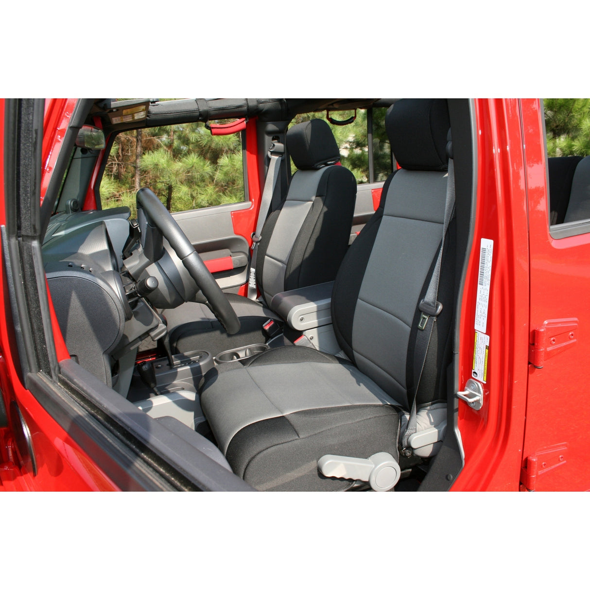 Rugged Ridge - Neoprene Front Seat Covers, Black/Gray; 07-10 Jeep Wrangler JK - 13214.09