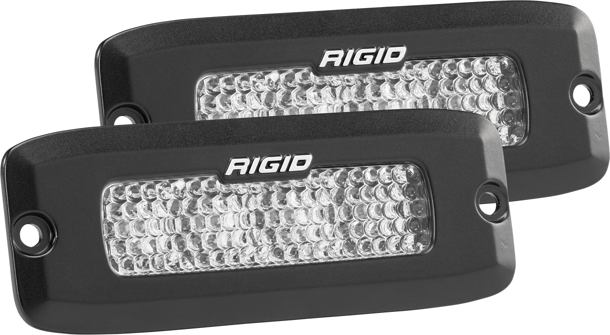 RIGID Industries - 925513 SR-Q Series PRO, Flood Diffused, Flush Mount, Black Housing, Pair