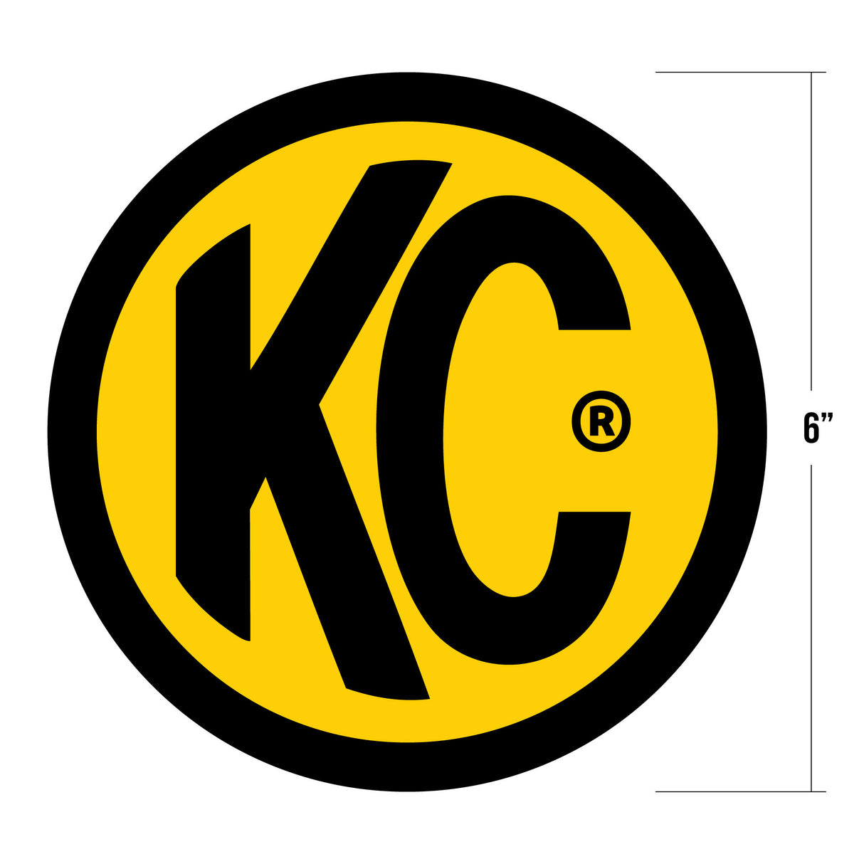 KC Hilites - 6" Decal - KC #9910 (Yellow with Black KC Logo) - 9910