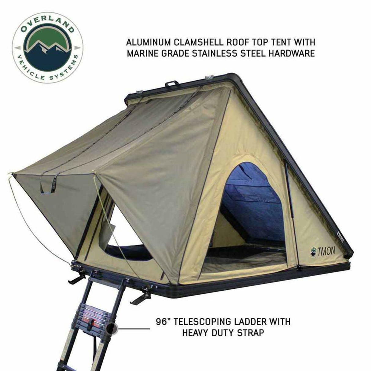 Overland Vehicle Systems - LD TMON Clamshell Aluminum Hard Shell Roof Top Tent - 18119935