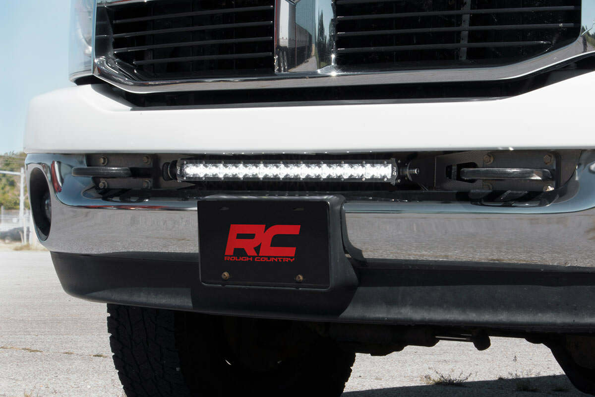 Rough Country - LED Light Kit - Bumper Mount - 20" Black Single Row - White DRL - Ram 2500 3500 (10-18) - 70568BLDRL