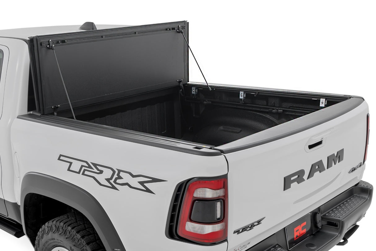 Rough Country - Hard Tri-Fold Flip Up Bed Cover - 5'7" Bed - Ram 1500 (19-23) 1500 TRX (21-23) - 49320550