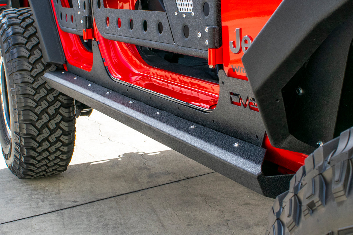 DV8 Offroad - Jeep JK 4-Door Rock Sliders With Rock Skins - SRSOTB-13