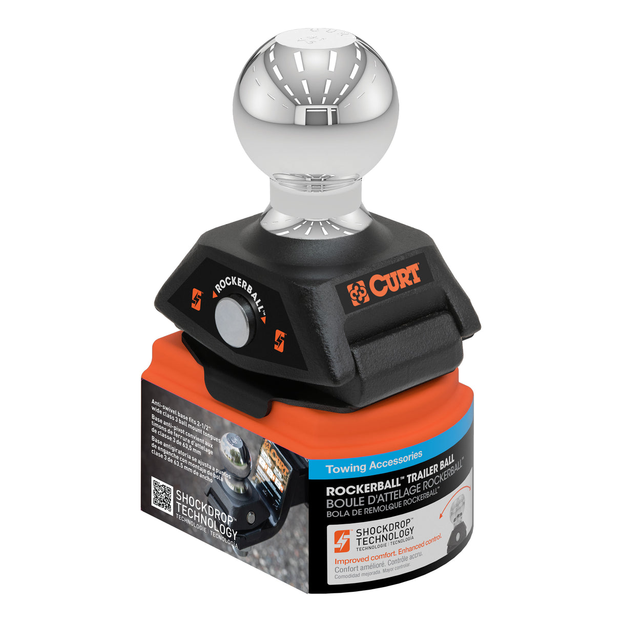 Curt - RockerBall 2-5/16" Cushion Hitch Trailer Ball (1" Shank, 7,500 lbs., Packaged) - 40248