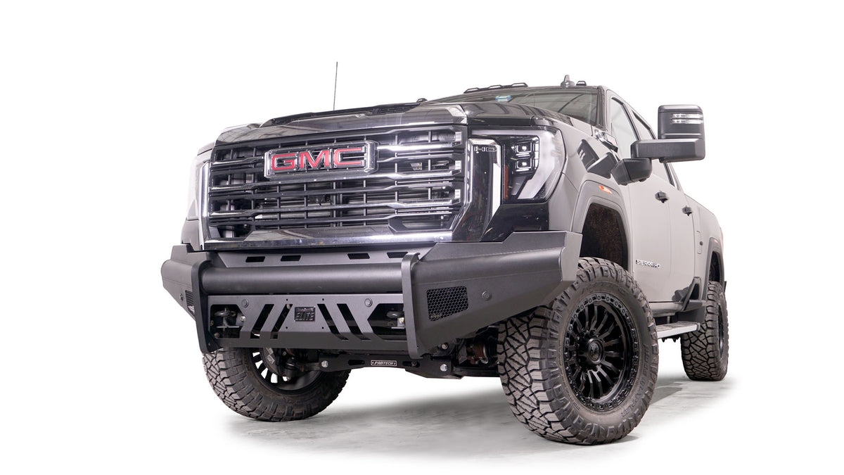 Fab Fours - 2024-2026 GMC HD Black Steel Elite Sensor Front Bumper w/ No Guard - GM24-Q6261-1