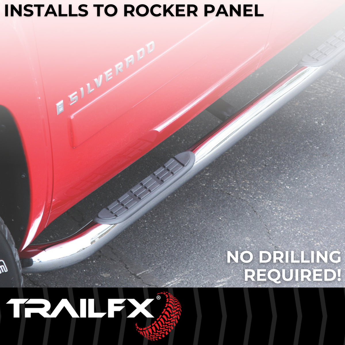 TrailFx - 3" Round Step Bar For Toyota 4Runner- Stainless (A0069S)