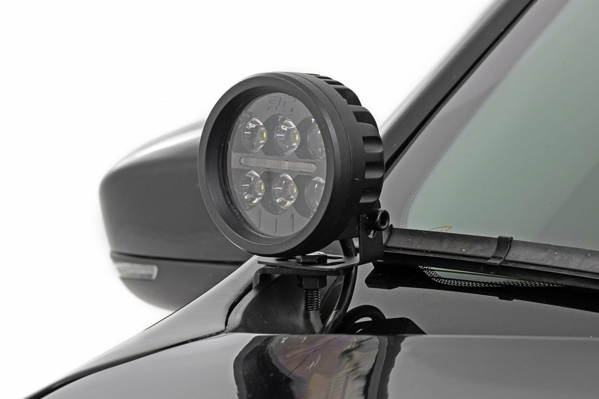 Rough Country - LED Light Kit - Ditch Mount - 2" Black Pair - Flood - Jeep Cherokee KL (14-21) - 70079