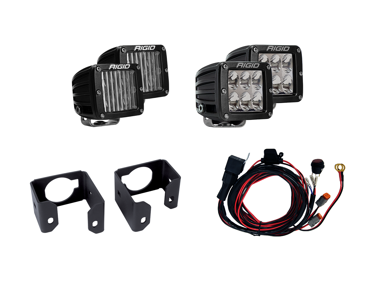 RIGID Industries - 41616 2017-2018 FORD SUPER DUTY DUAL FOG LIGHT KIT INCLUDES MOUNTS and 4 D-SERIES