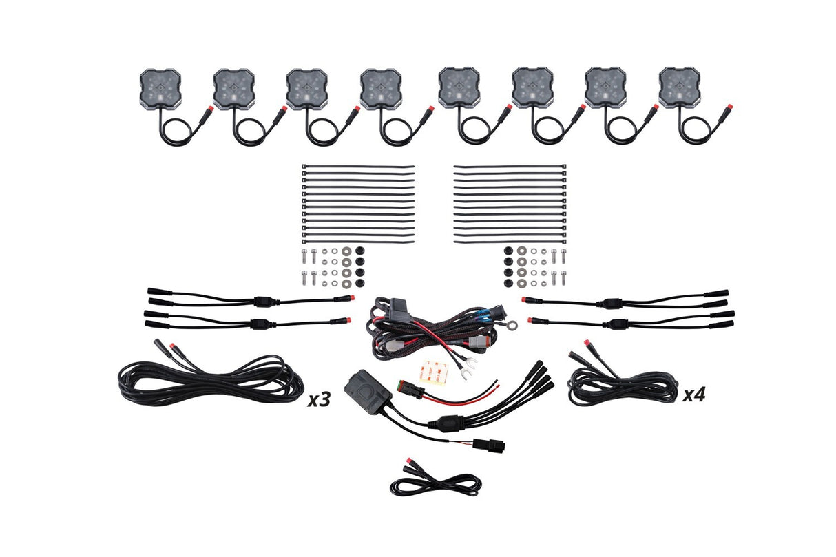 Diode Dynamics - RGBW Rock Light Installer Kit w/Controller (8-pack) - DD7744C