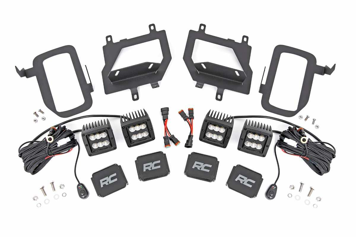 Rough Country - LED Light Kit - Fog Mount - Dual 2" Black Pairs - Spot Flood - Ford F-150 (15-17) - 70865
