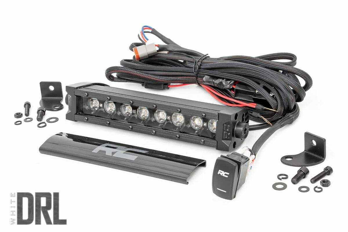 Rough Country - Black Series LED Light Bar - Amber DRL - 8 Inch - Single Row - 70718BLDRLA