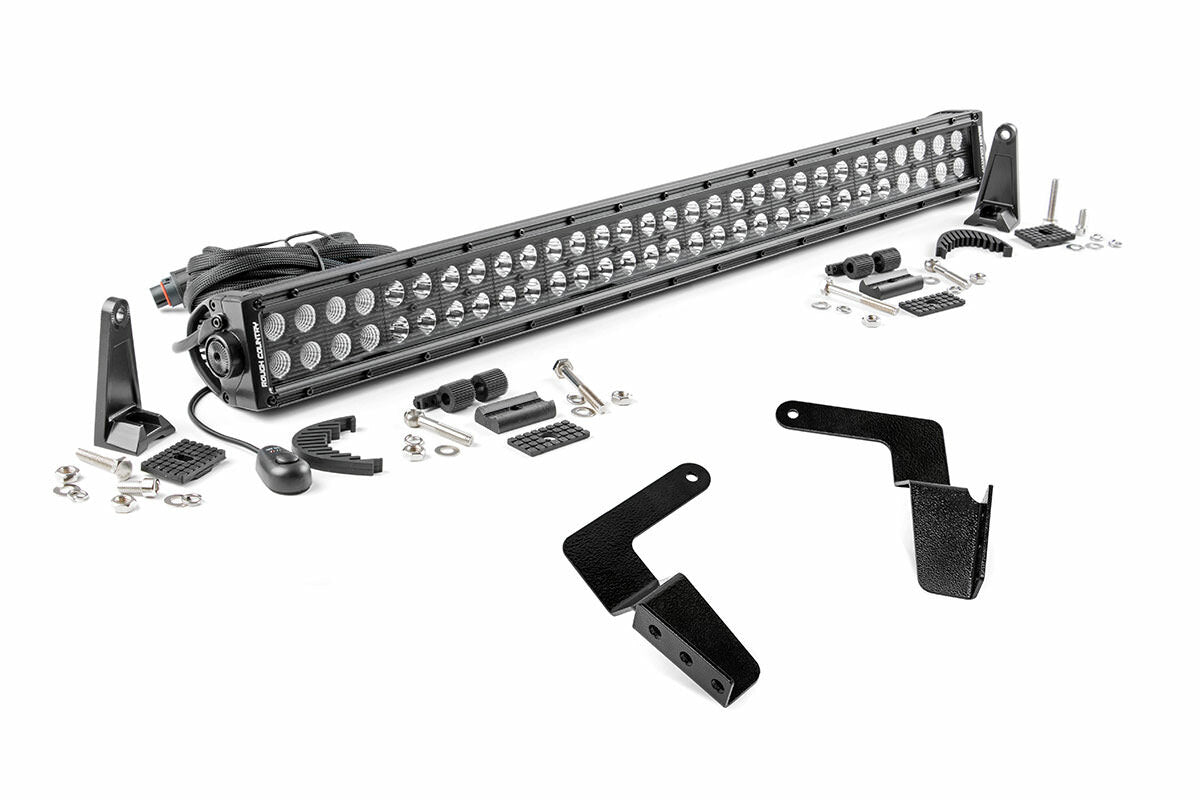 Rough Country - LED Light Kit - Bumper Mount - 30" Black Dual Row - Toyota FJ Cruiser (07-14) - 70652