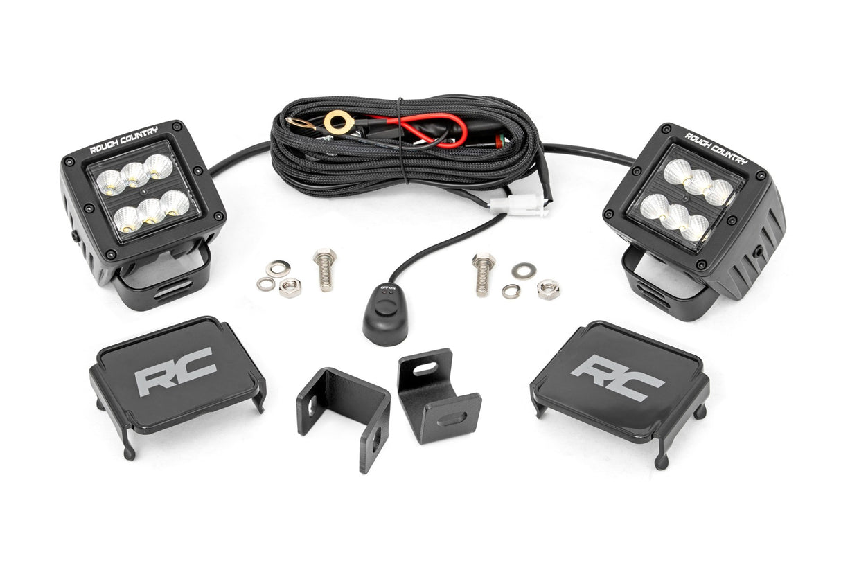 Rough Country - LED Light Kit - Ditch Mount - 2" Black Pair - Flood - Toyota Tundra (22-24) - 71072