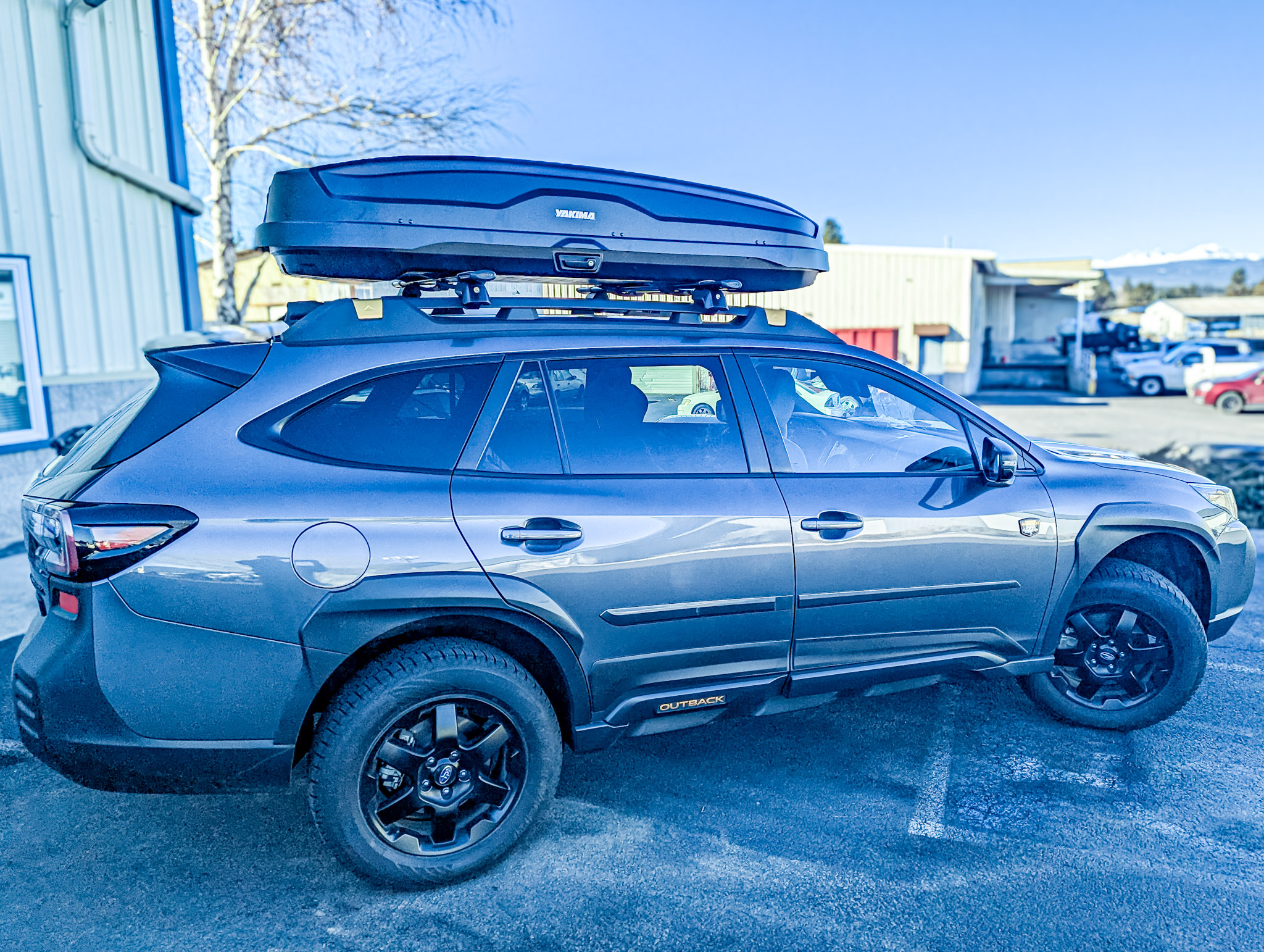 2024 Subaru Outback - Cargo Box and Crossbars - Yakima crossbars and Yakima SkyBox NX 18