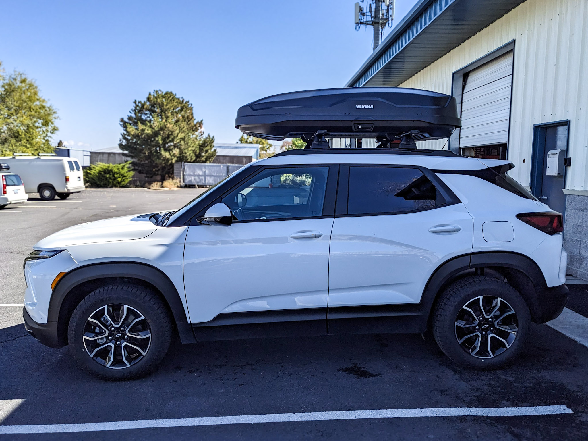 2024 Chevrolet Trailblazer - Yakima CoreBar Crossbars w/ Skyline Towers, Yakima Skybox NX Roof Top Cargo Box