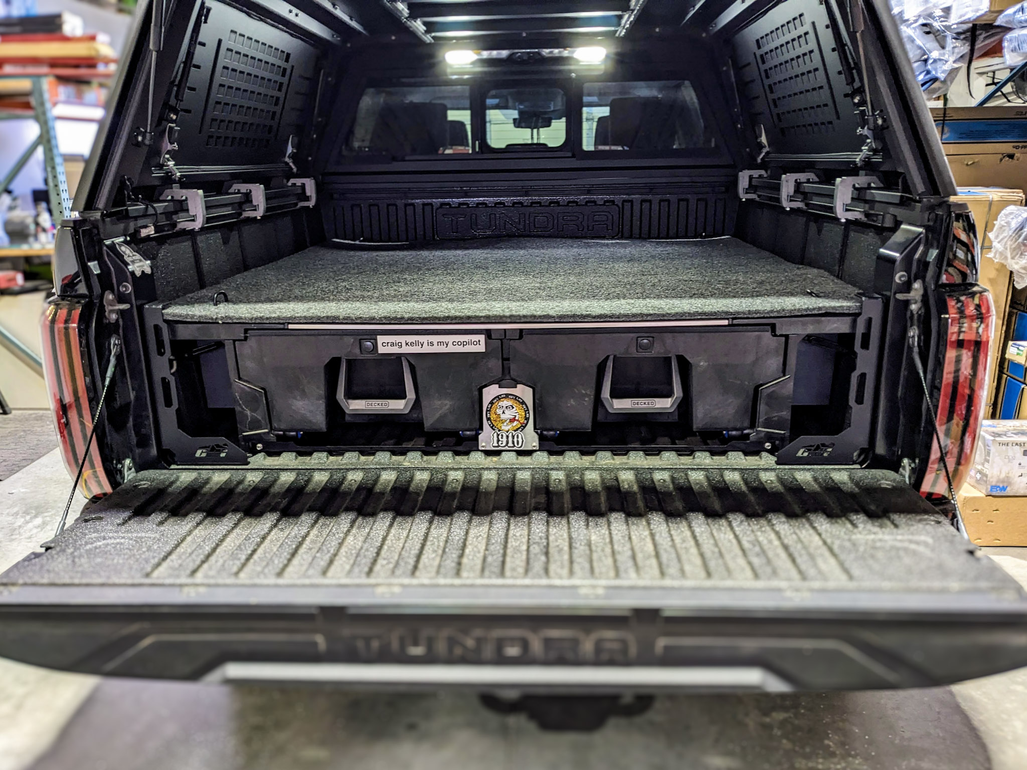 2024 Toyota Tundra - Canopy, Bed Stiffener, and Drawers - RSI SmartCap Adventure, Rago Fab Bed Stiffener, and Decked Drawers
