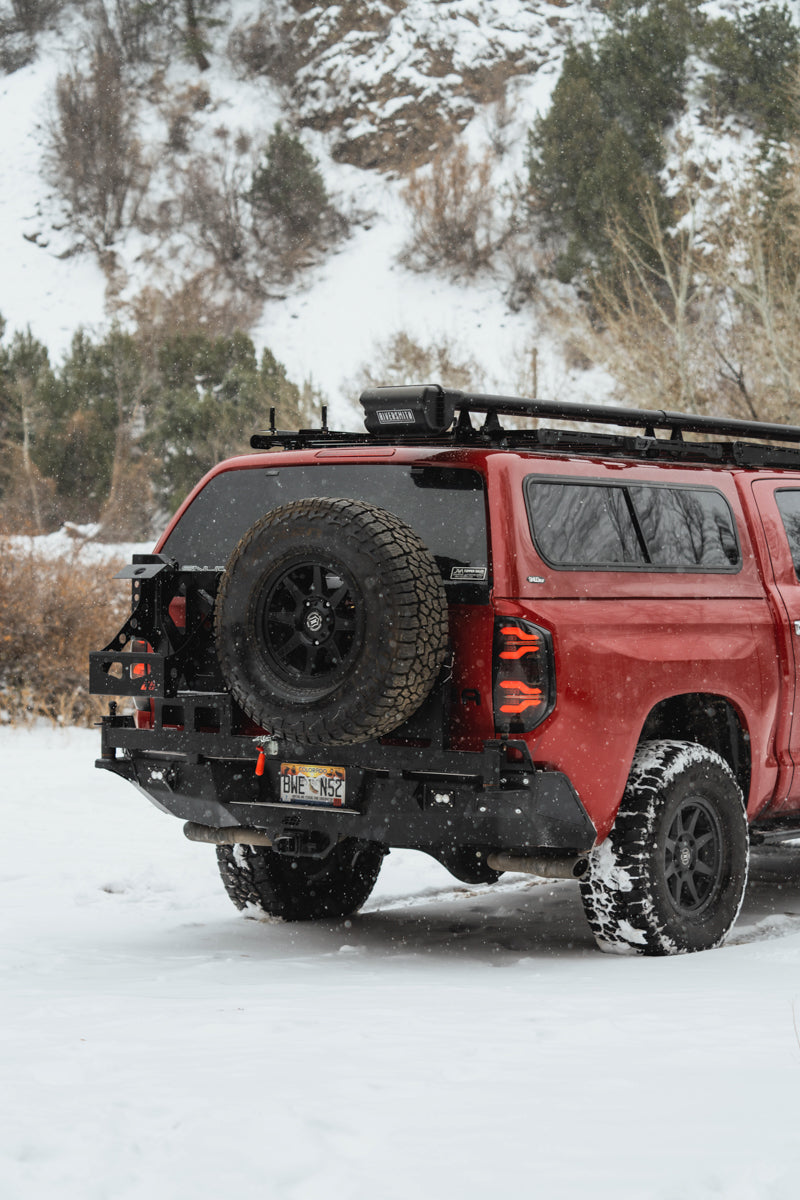 CBI - 2nd Gen Toyota Tundra Swing Arm Rear Bumper / Powder Coated Black/ Vertical Tire - 200-000-012-025