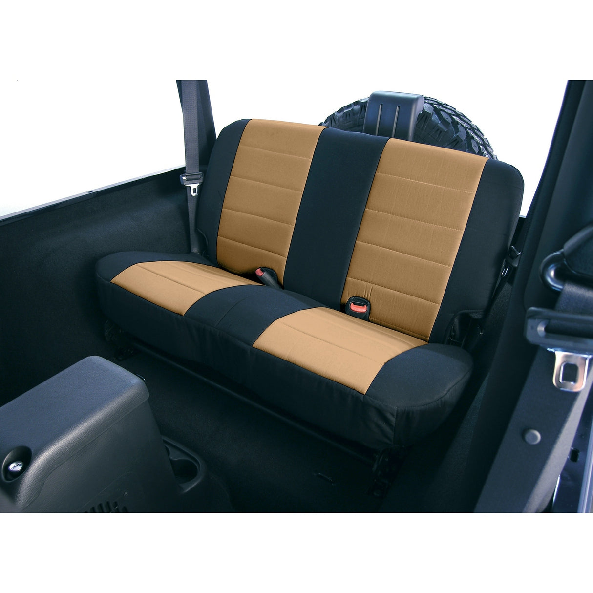 Rugged Ridge - Neoprene Rear Seat Covers, Tan; 97-02 Jeep Wrangler TJ - 13261.04
