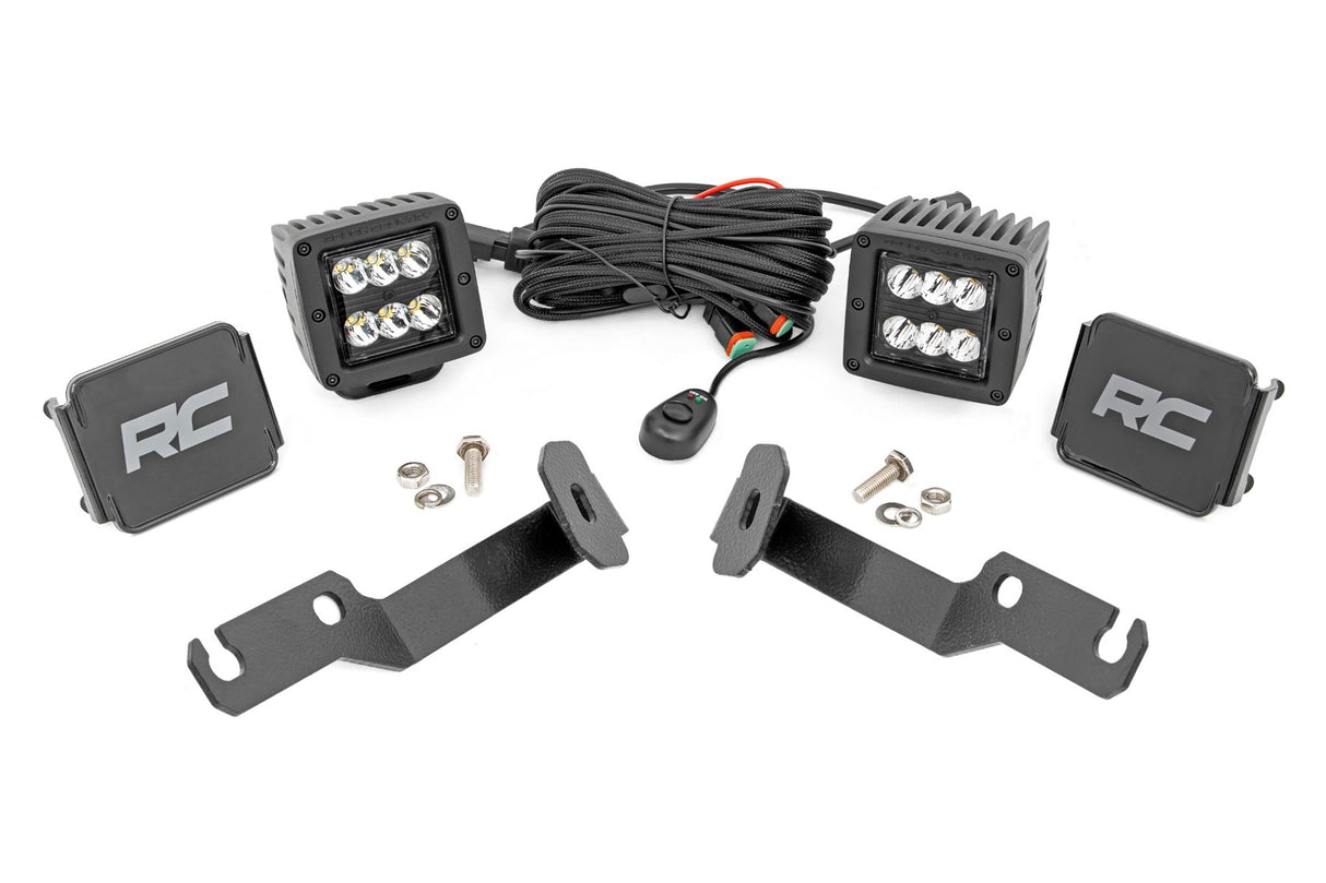 Rough Country - LED Light Kit - Ditch Mount - 2" Black Pair - Spot - Toyota Tacoma (05-15) - 71087