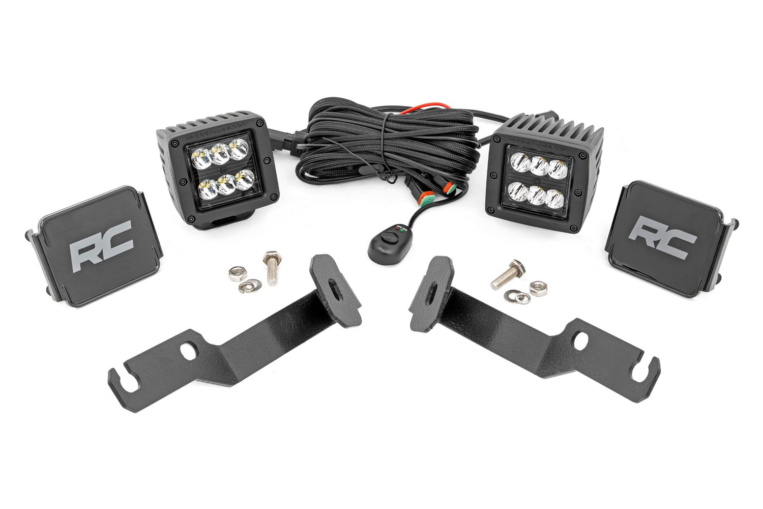 Rough Country - LED Light Kit - Ditch Mount - 2" Black Pair - Spot - Toyota Tacoma (05-15) - 71087