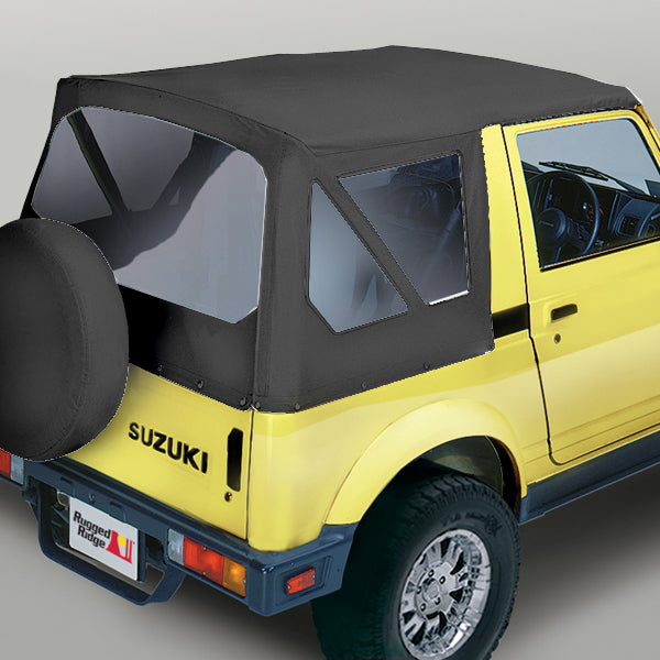 Rugged Ridge - Rugged Ridge 53701.15 Soft Top, Black Denim, Clear Windows; 86-95 Suzuki Samurai - 53701.15