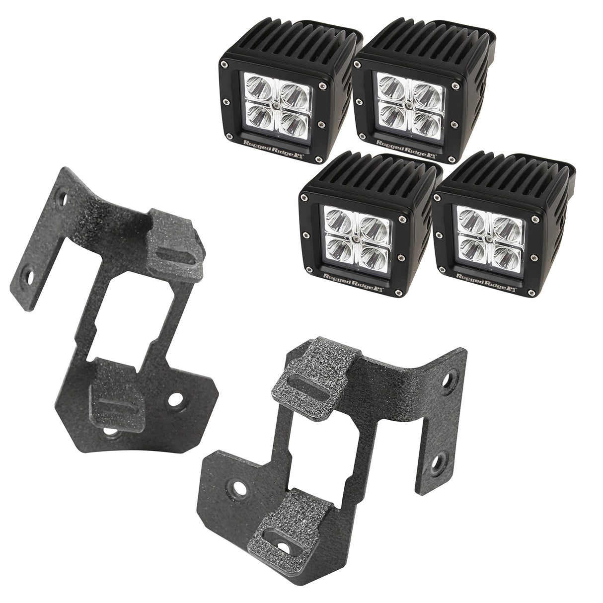 Rugged Ridge - A-Pillar Light Mount Kit, Textured Black, Square LED; 07-16 Wrangler - 11232.35