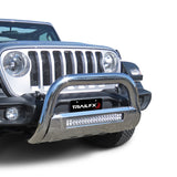 TrailFx - 3.5" Oval Bull Bar w/Light Option For Jeep Gladiator/Wrangler JL- Stainless (B1613S)