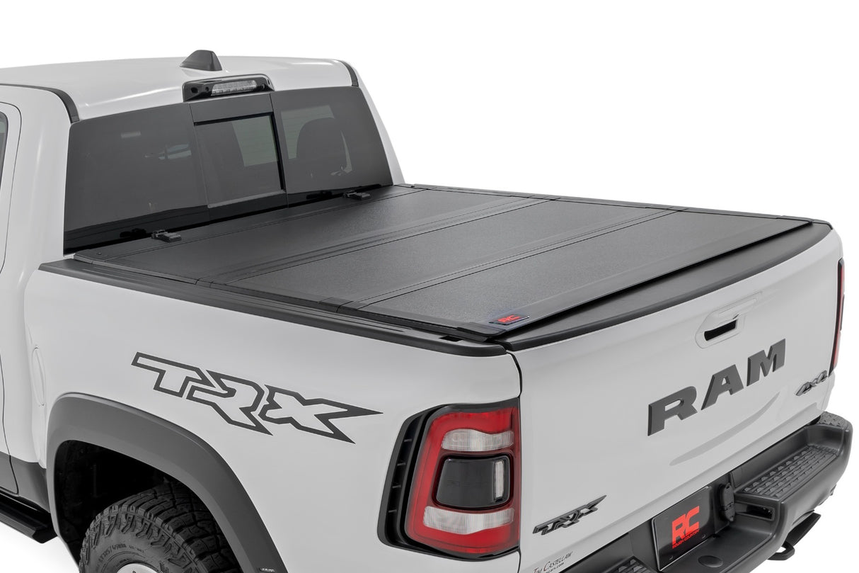Rough Country - Hard Tri-Fold Flip Up Bed Cover - 5'7" Bed - Ram 1500 (19-23) 1500 TRX (21-23) - 49320550
