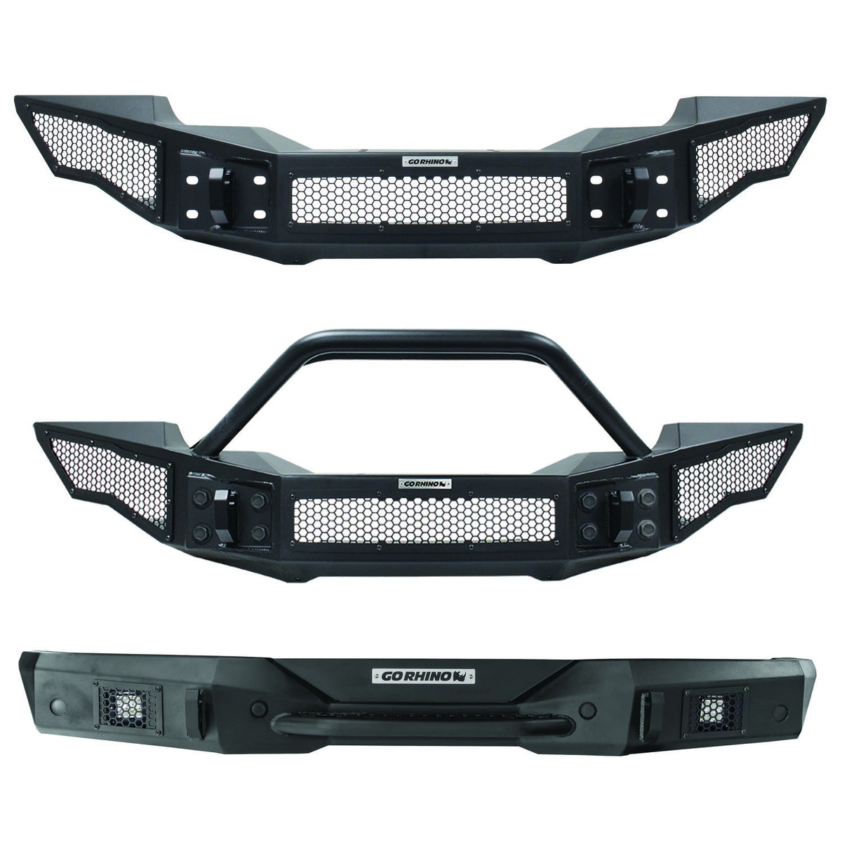 Go Rhino 331201T Rockline Winch-Ready Full Width Bumper With Overrider For Jeep