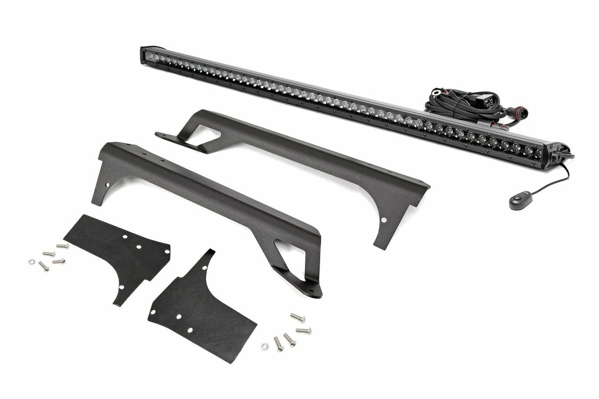 Rough Country - LED Light Kit - Windshield Mount - 50" Black Single Row - Jeep Wrangler TJ (97-06) - 70588BL