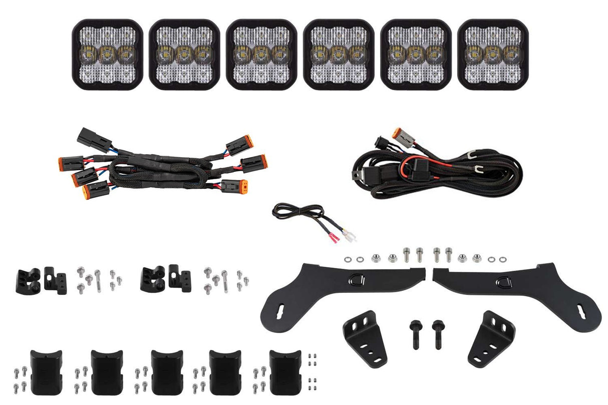 Diode Dynamics - SS5 Grille CrossLink Lightbar Kit for 2017-2020 Ford Raptor, Sport White Combo - DD7335