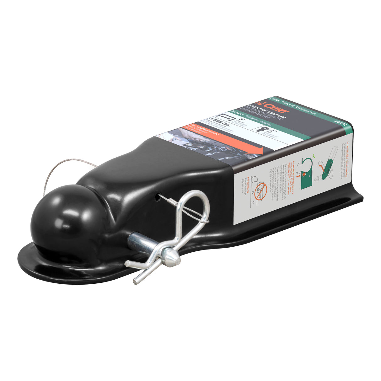 Curt - QuickPin No-Latch 2" Trailer Coupler (3" Channel, 3,500 lbs) - 25472