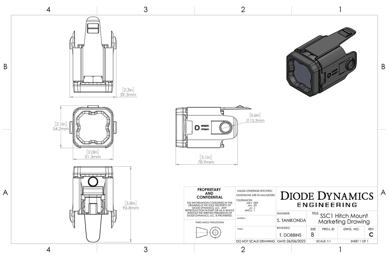 Diode Dynamics - HitchMount LED Pod Reverse Kit for GMC Sierra 1500 2019-2023, C1R - DD7646