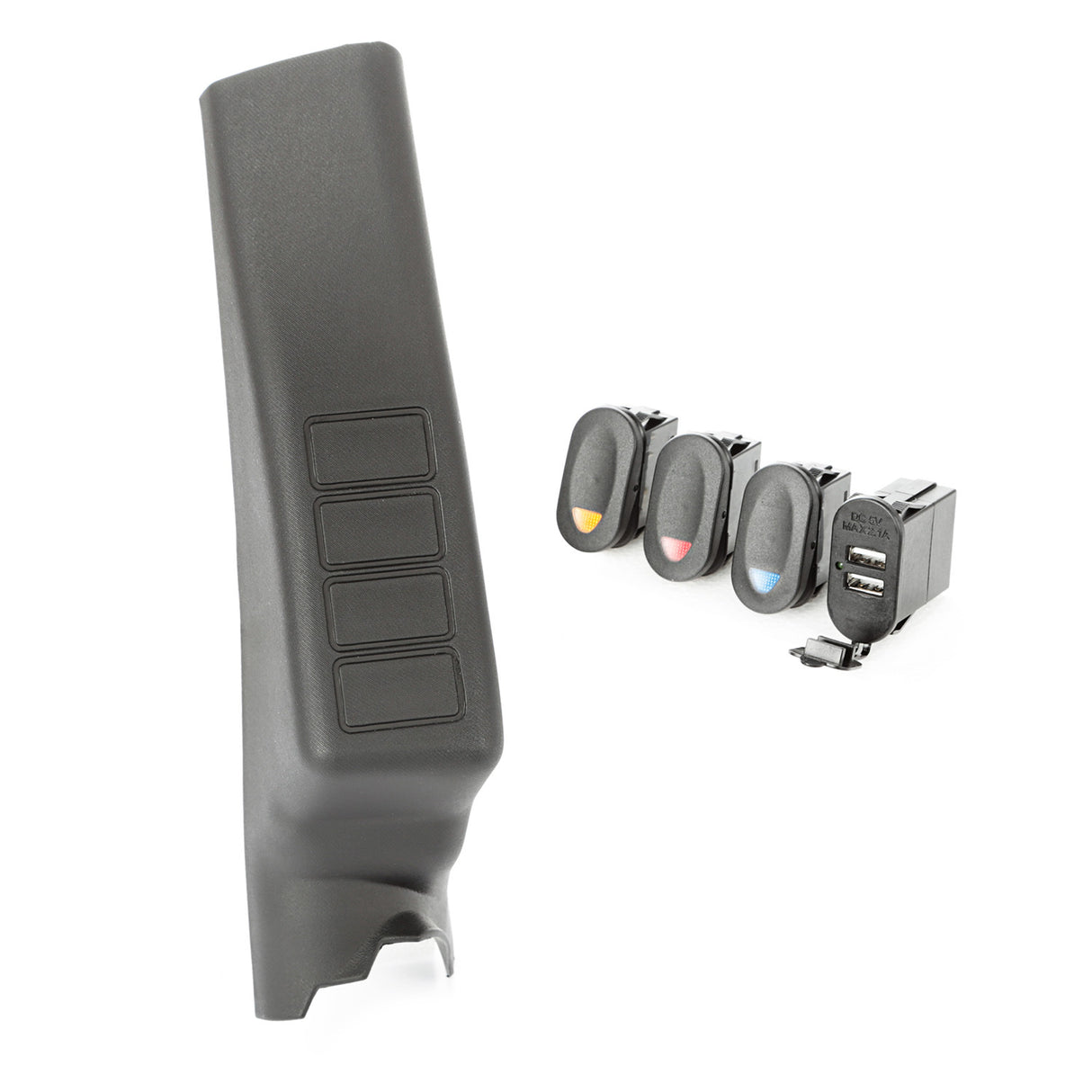 Rugged Ridge - A-Pillar Pod Kit, 3 Switch, Dual USB Connector; 11-16 Wrangler JK/JKU - 17235.98
