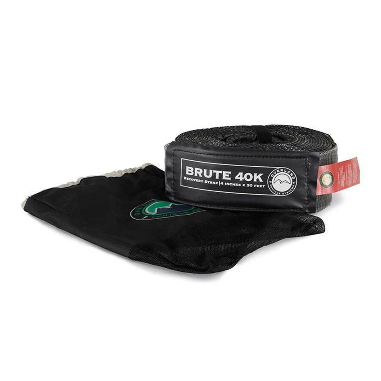 Overland Vehicle Systems - Tow Strap 4 Inch x 30 Foot Grey With Black Ends and Storage Bag - 19099916