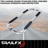 TrailFx - 4" Oval Bent Step Bar For GM Silverado/Sierra Crew- Stainless (A1010S)