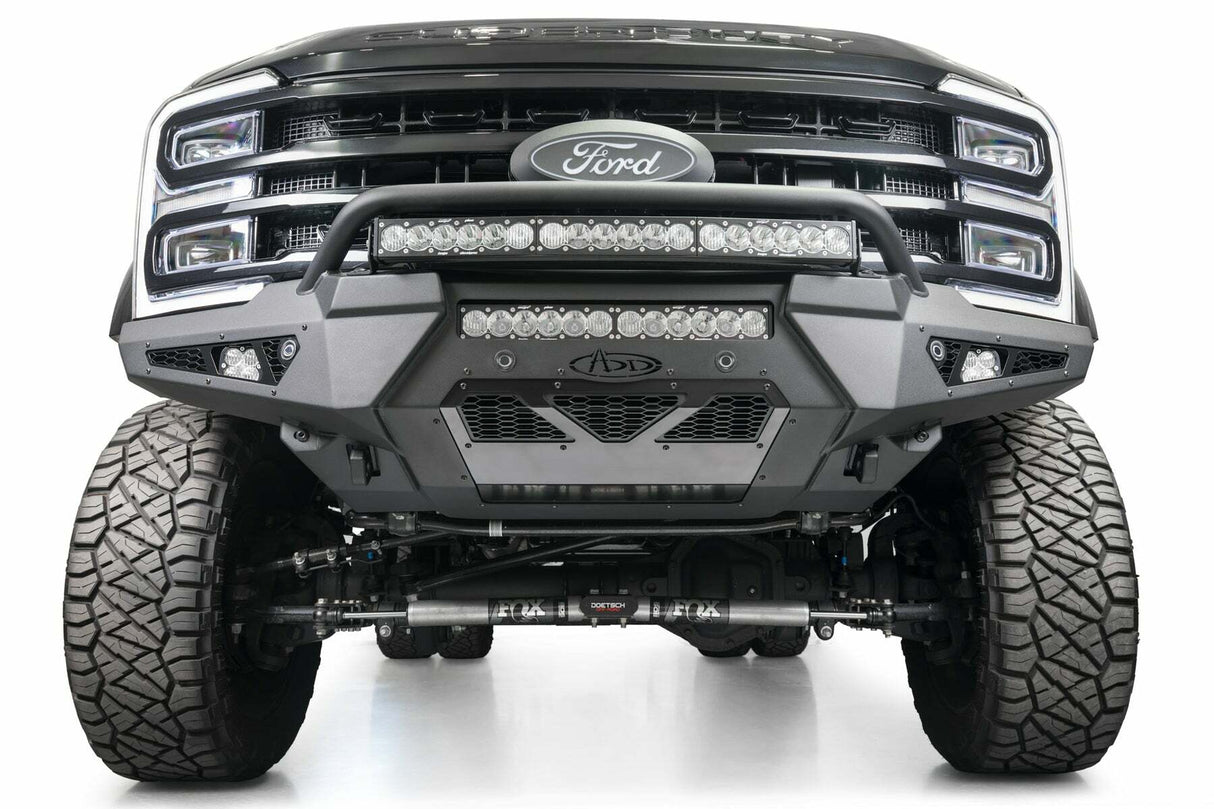 Addictive Desert Designs - 2023-2025 Ford Super Duty HoneyBadger Front Bumper w/ Top Hoop - F810221770103