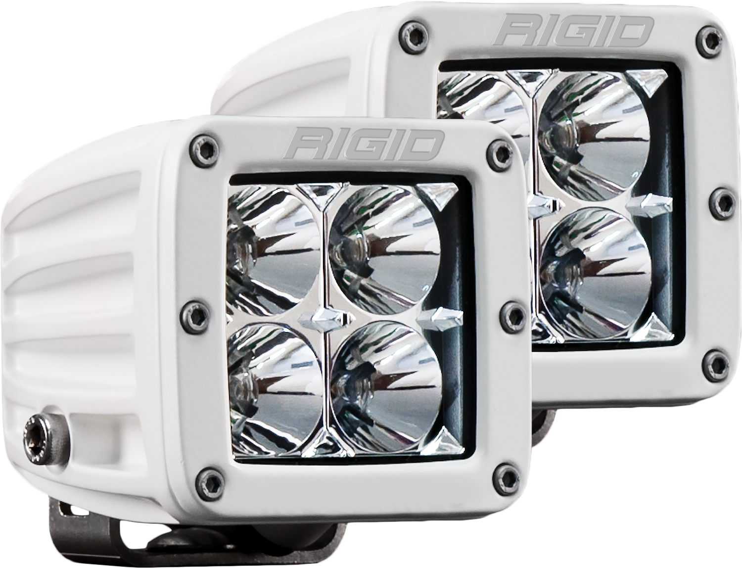 RIGID D-Series PRO LED Light, Flood Optic, Surface Mount, White Housing, Pair