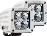 RIGID D-Series PRO LED Light, Flood Optic, Surface Mount, White Housing, Pair