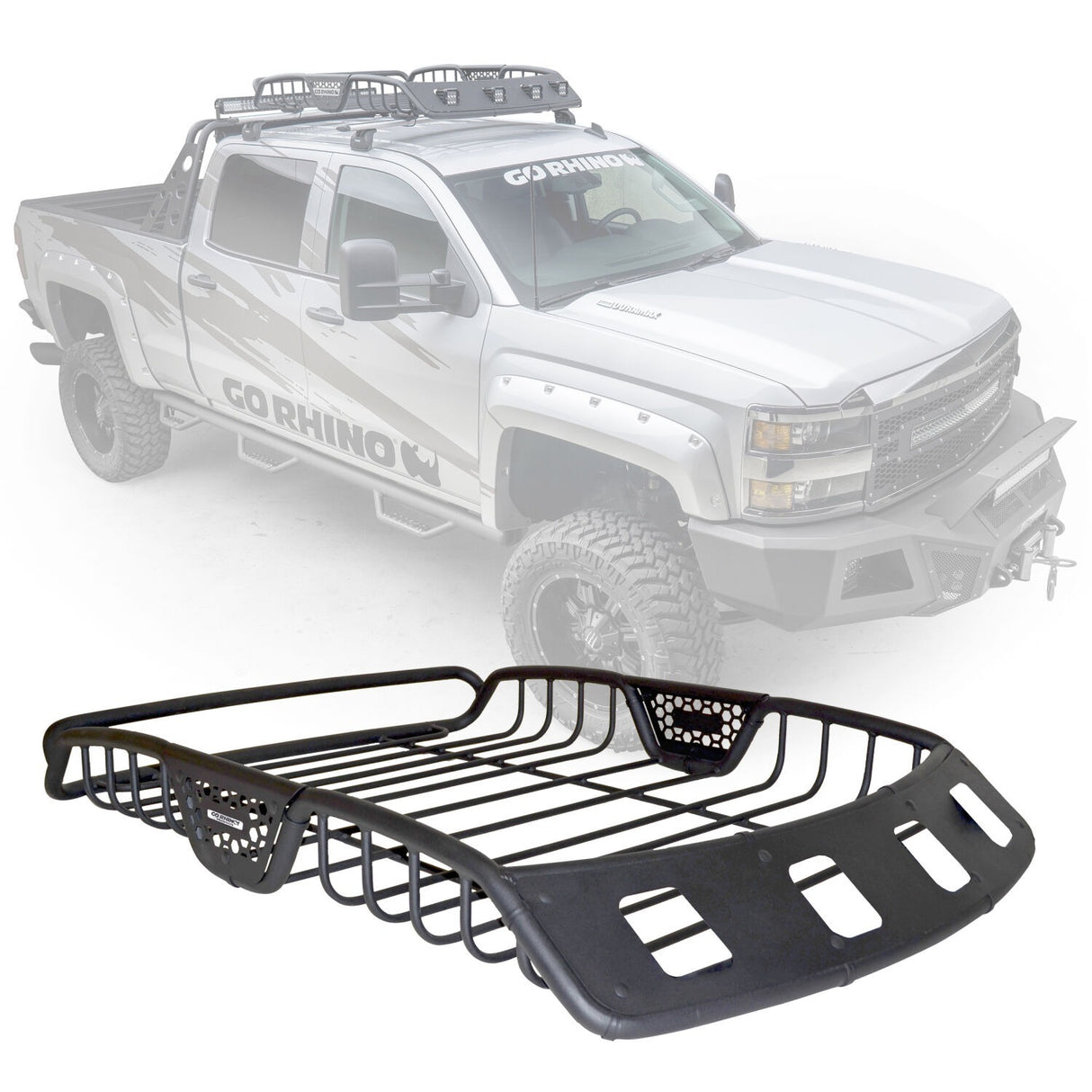 Go Rhino 59045T - SR40 Tubular Steel Roof Rack With 4x Light Mount Openings - 48" Long  - Textured Black