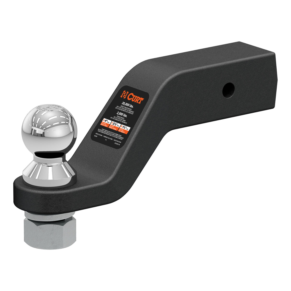 Curt - Loaded Forged Ball Mount with 2-5/16" Ball (2-1/2" Shank, 20,000 lbs, 4" Drop) - 45372