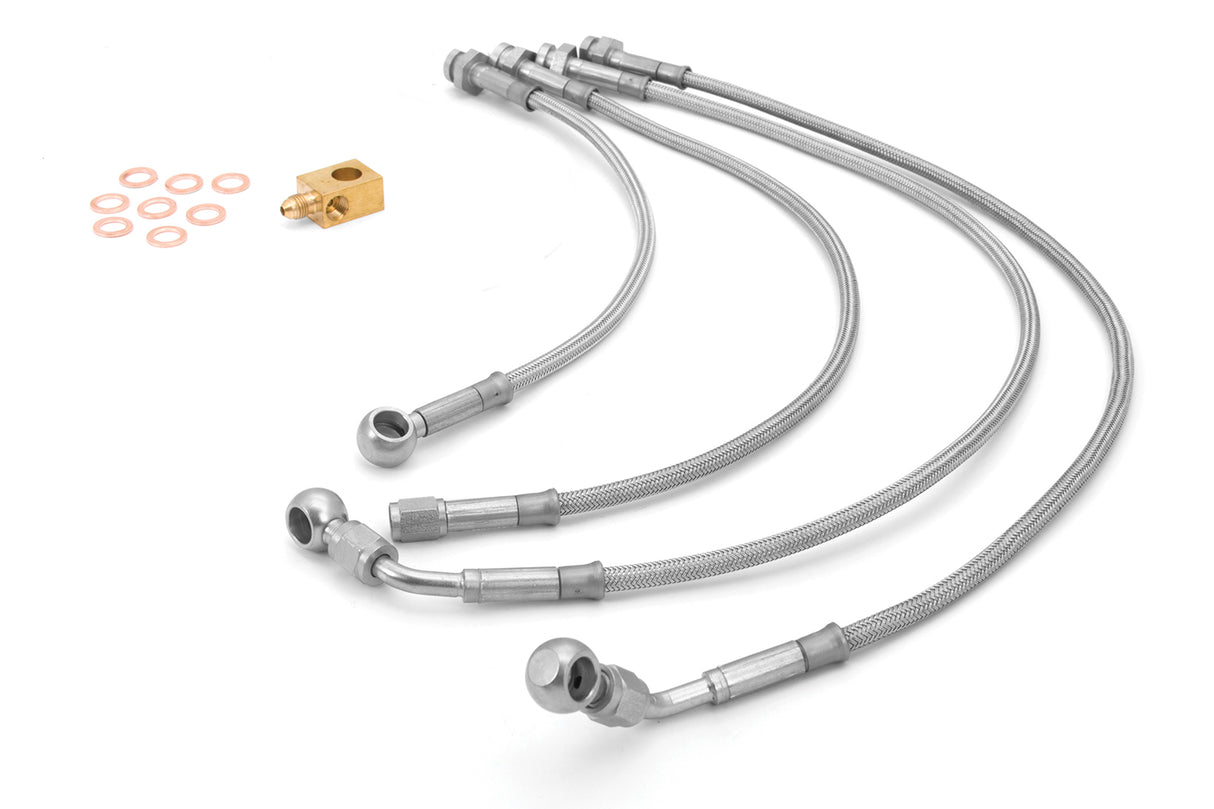 Brake Hose Kit, Braided Stainless Steel; 07-16 Jeep Wrangler JK